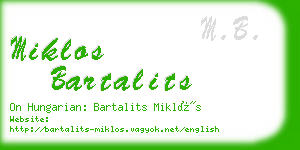 miklos bartalits business card